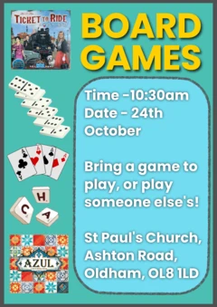 board games on 24 October at St. Paul's.  10:00 am